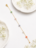 Anti Tarnish Multi Color Flower Charm Bracelet
