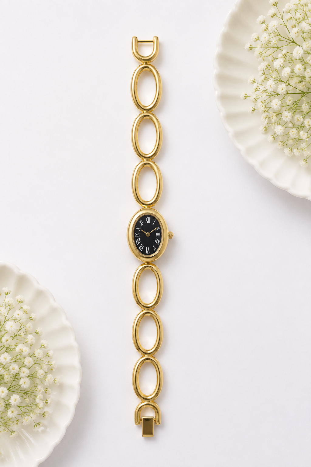 Vintage Oval Dial Anti-Tarnish Gold Plated Chain Watch