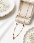 Anti-Tarnish Gold Plated Tulip Chain Necklace - Red Green