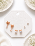 Anti-tarnish Bow Glow Trio Combo Earrings