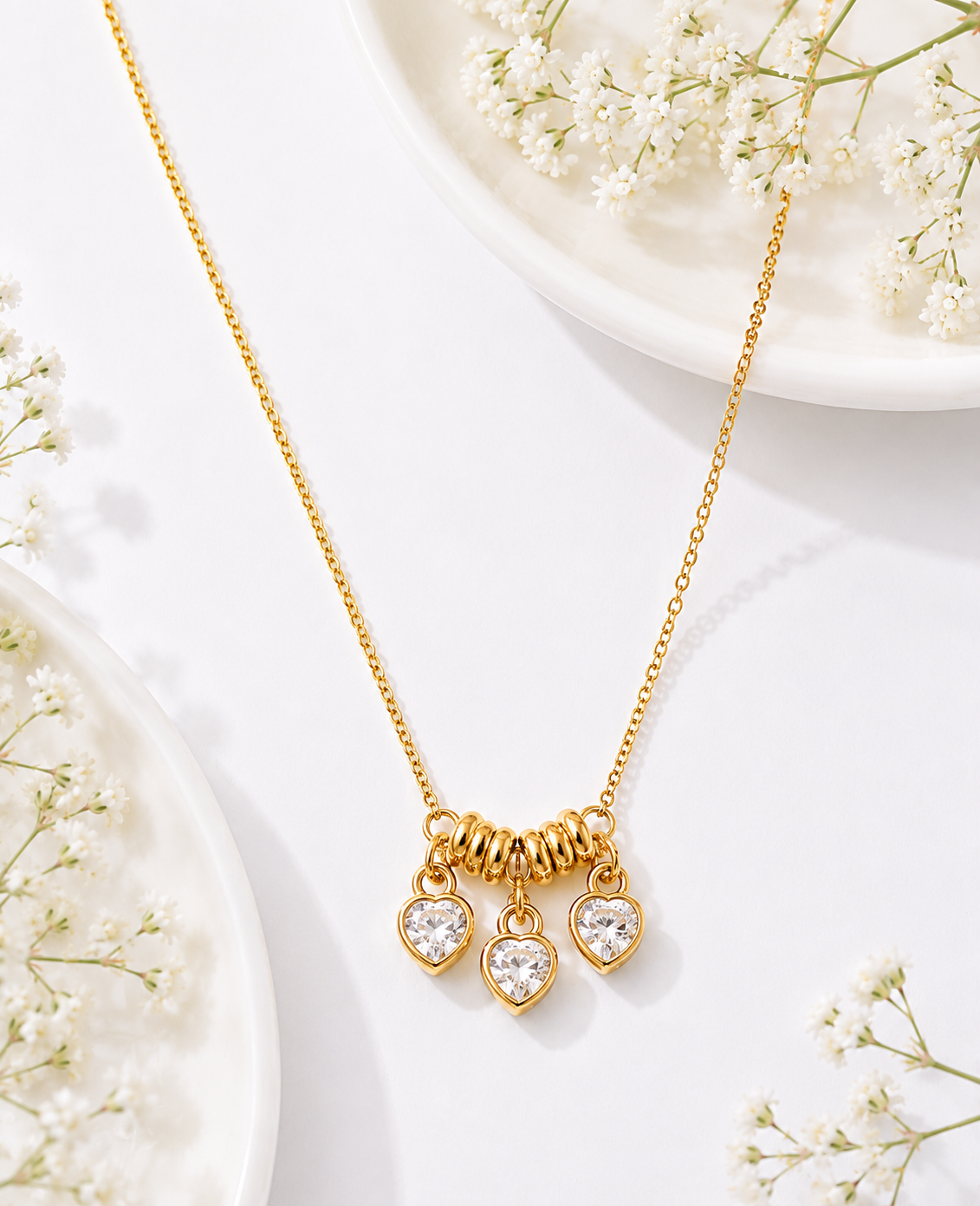 Anti-tarnish Glow Heart Chain - White