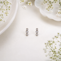 Three-stone Bezel-set Ball Back Stud - Silver