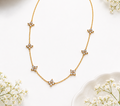 Anti Tarnish Pave Floral Necklace