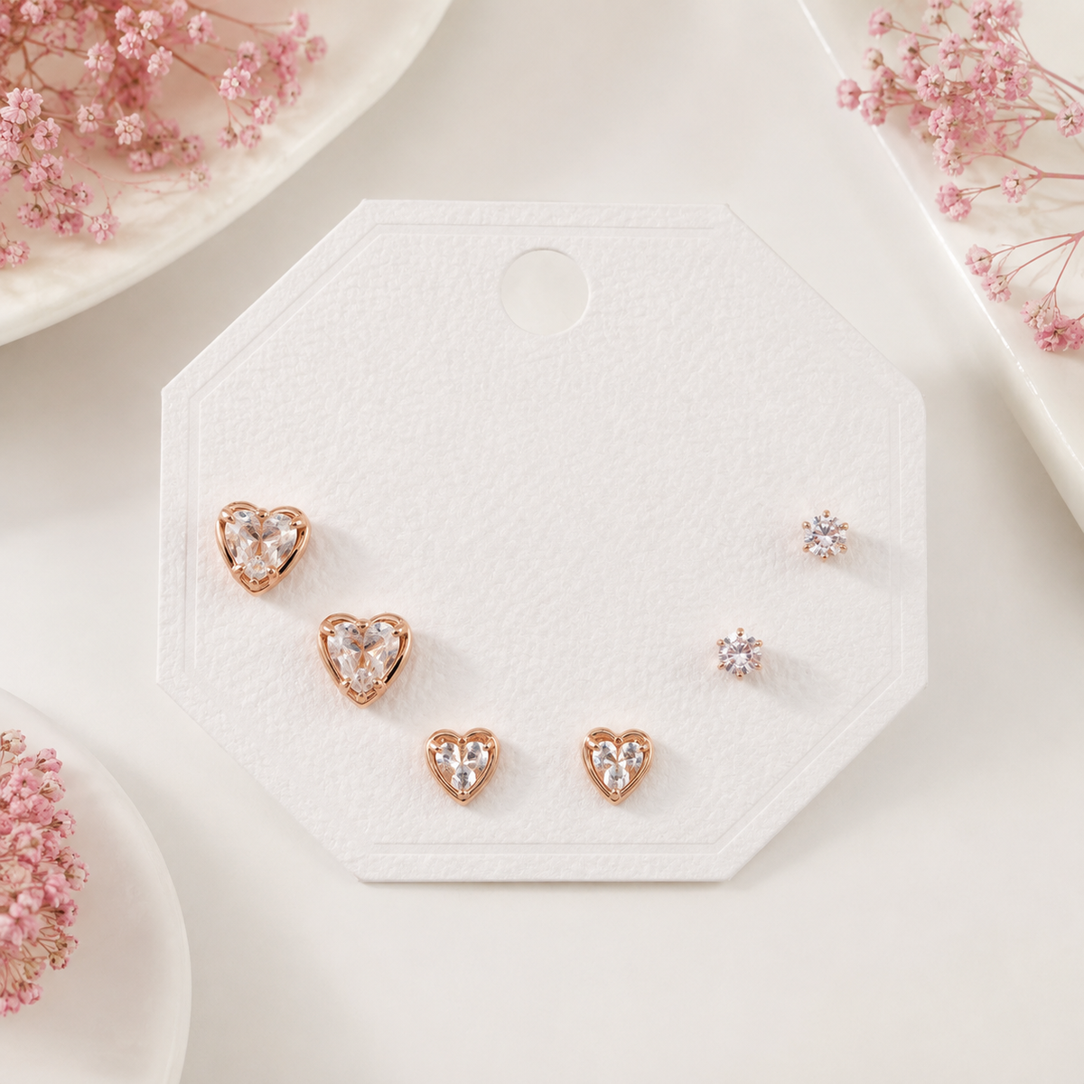 Anti-tarnish Heart Glow Combo Earrings
