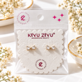 Gold-Plated Anti-Tarnish Cubic Zirconia Bow Ball Back Earrings