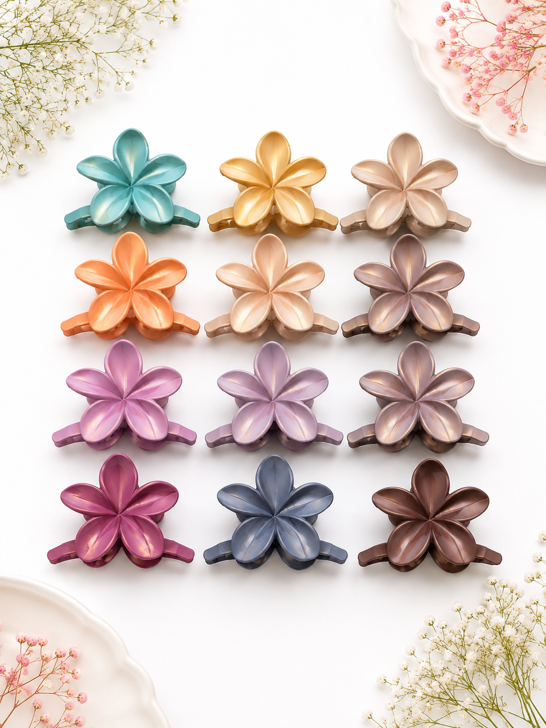 Shimmer Plumeria Claw Clips