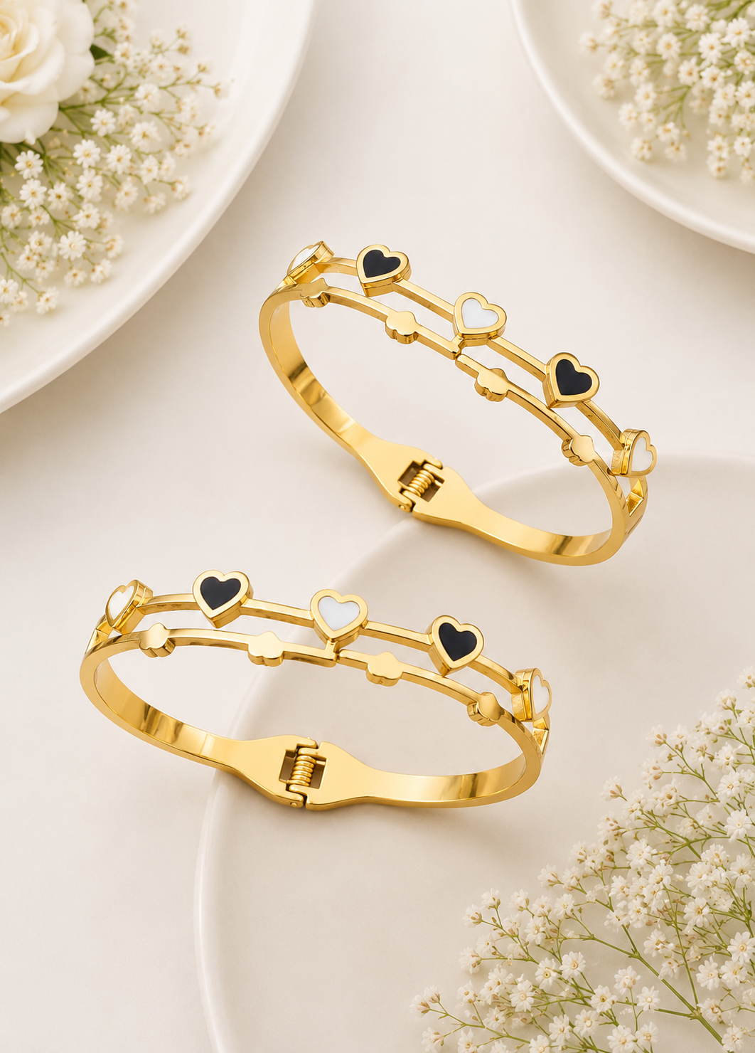 Double-Band Look Anti-Tarnish Stainless Steel Bangle Bracelet