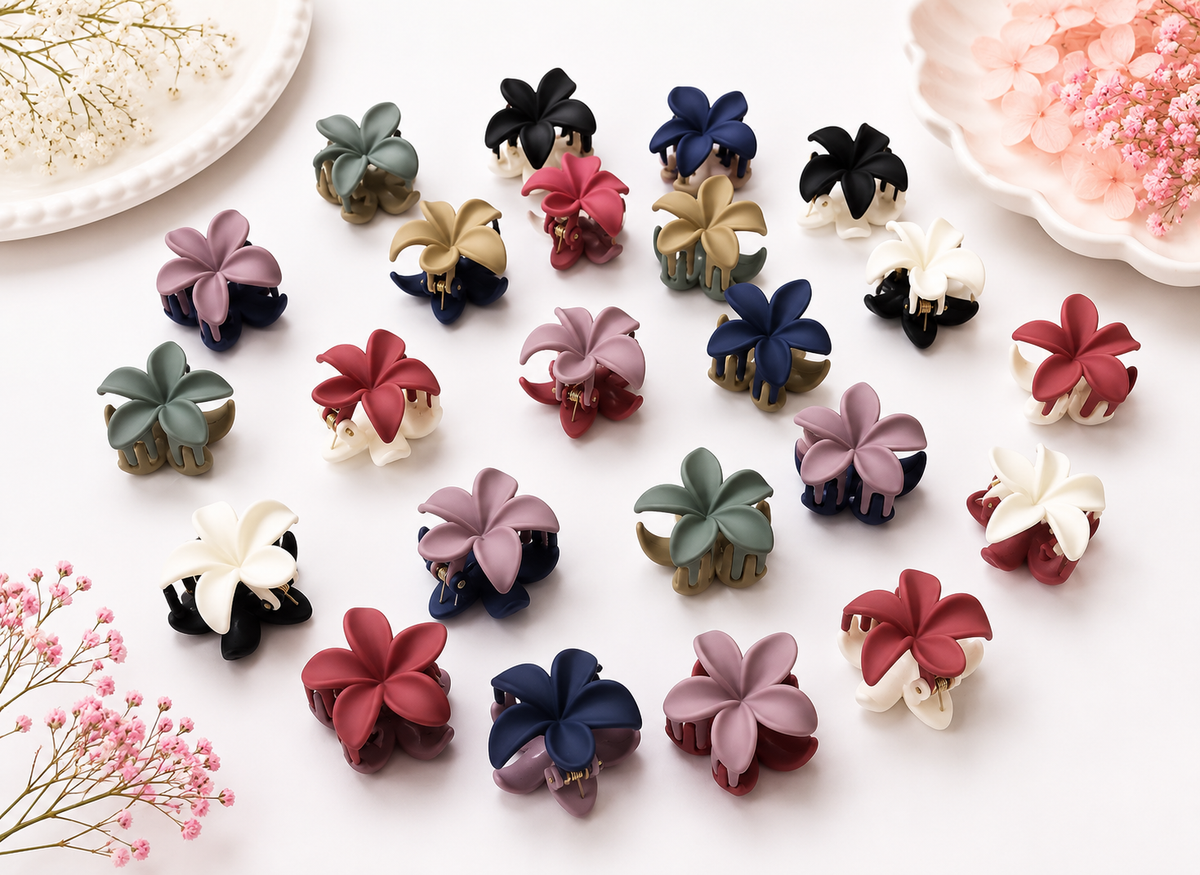 Matte Hawaiian Plumeria Hair Claw Clips