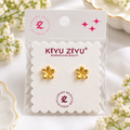 Gold-Plated Anti-Tarnish Flower Stud Ball Back Earrings