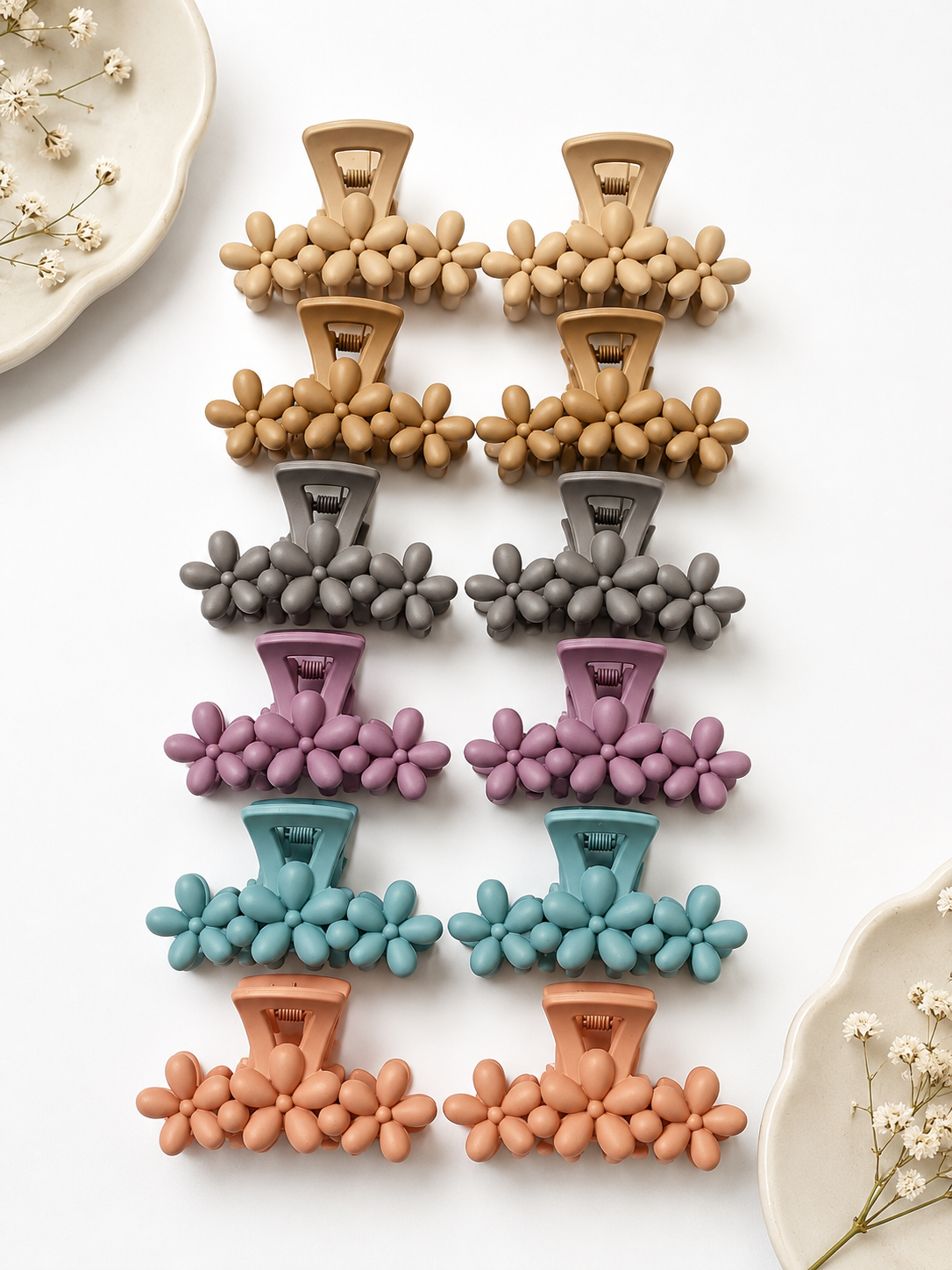 Matte Horizontal Row Hair Claw Clips