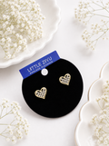 Cubic Zirconia Pave Heart Stud Earrings