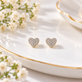 Pave-set Heart Ball Back Stud