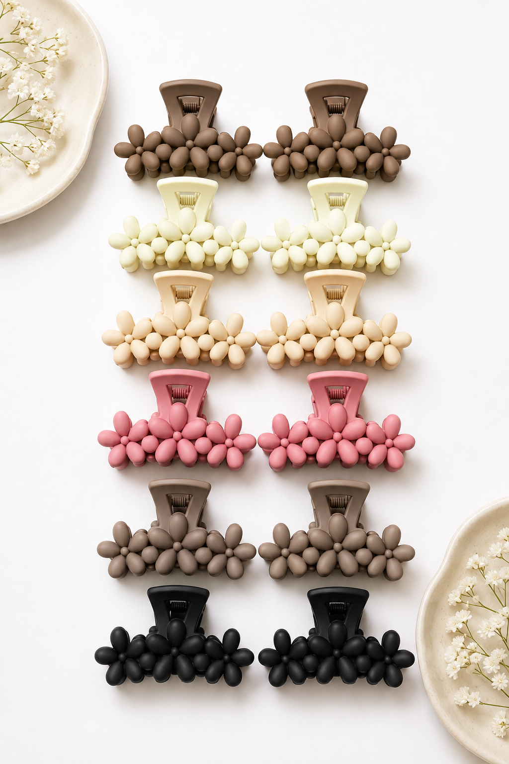 Matte Horizontal Row Hair Claw Clips