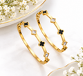 Four-Leaf Clover CZ Diamond Bangle Bracelet - Baby Size