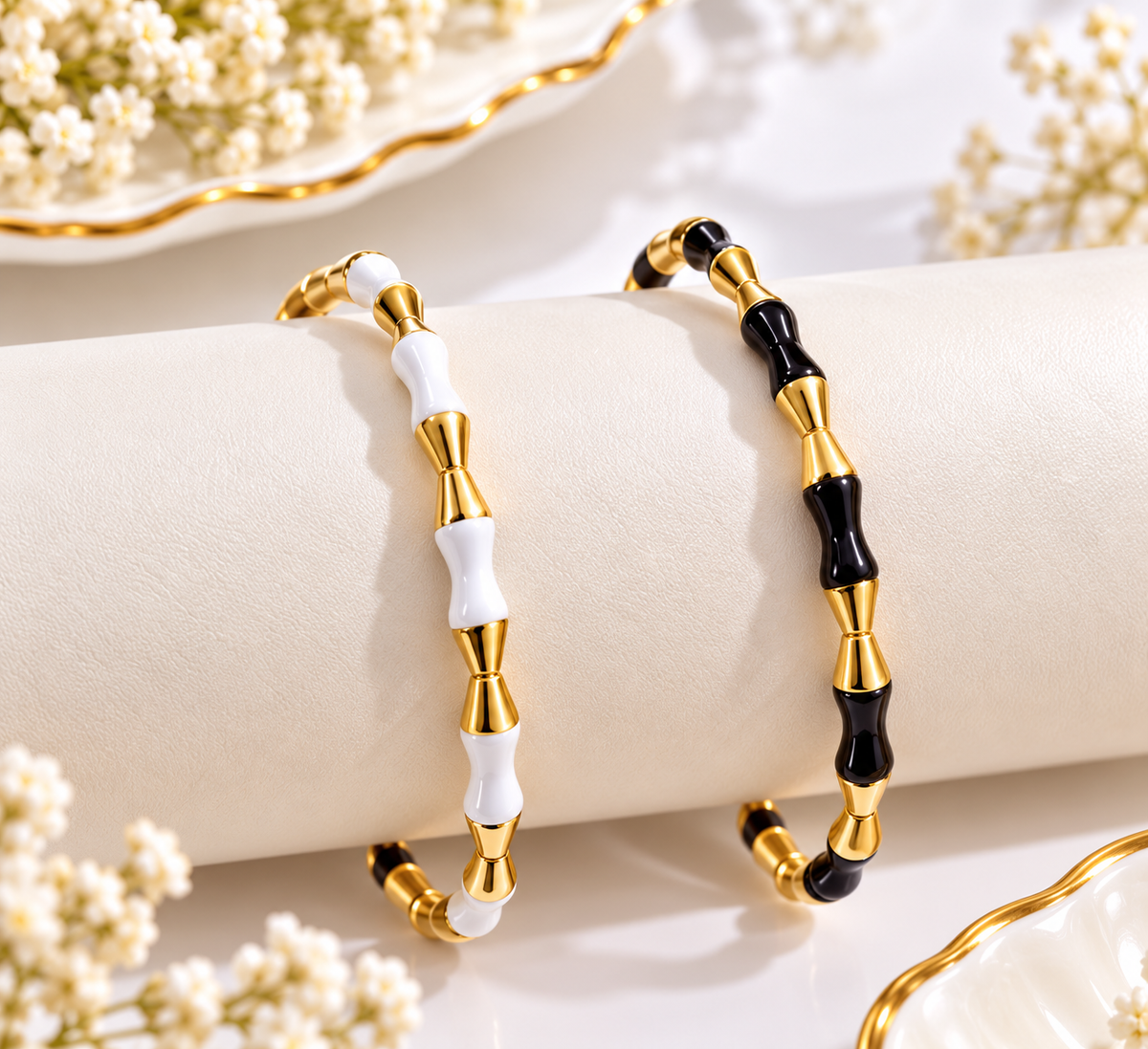 Bamboo Enamel Kada Bracelet