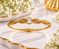 Gold-Plated Cut Crystal Twisted Cable Bracelet