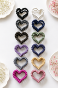 Matte Beaded Heart Hair Claw Clips