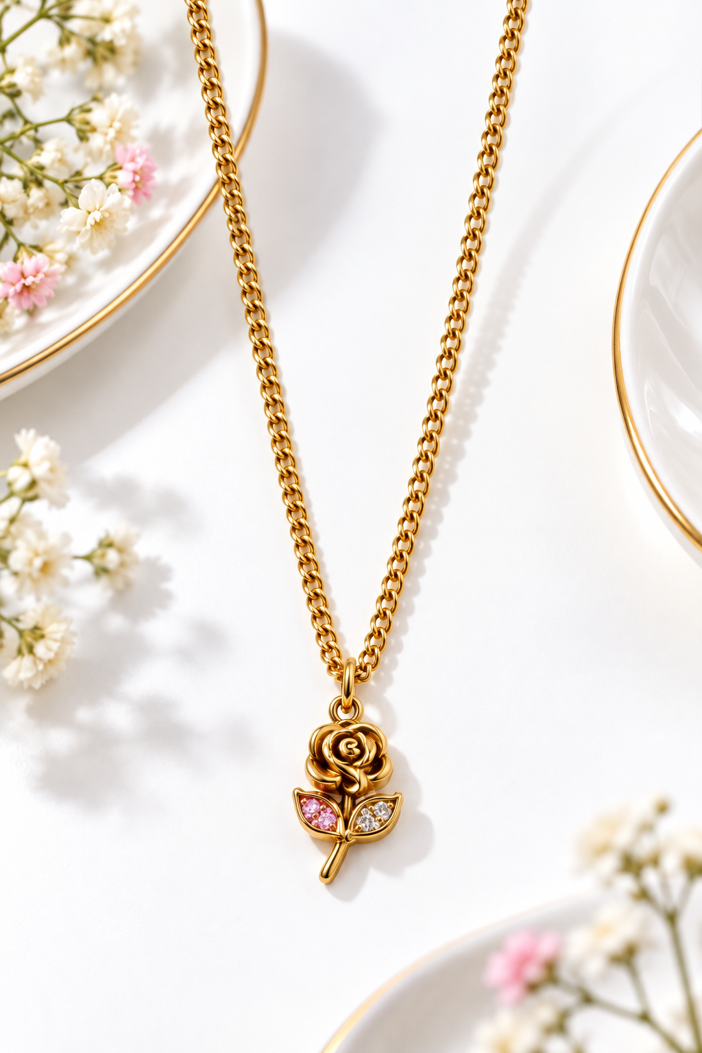 Gold-Plated Rose Necklace