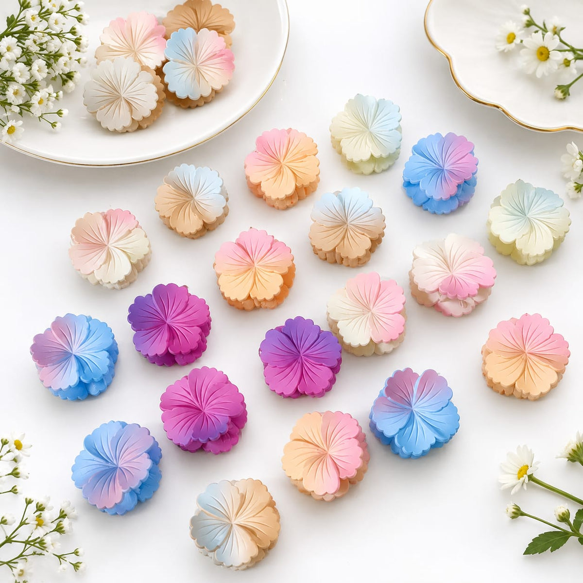 Matte Multi-Petal Blossom Hair Claw Clips - Medium