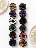 Matte Black-Framed Camellia Flower Hair Claw Clips