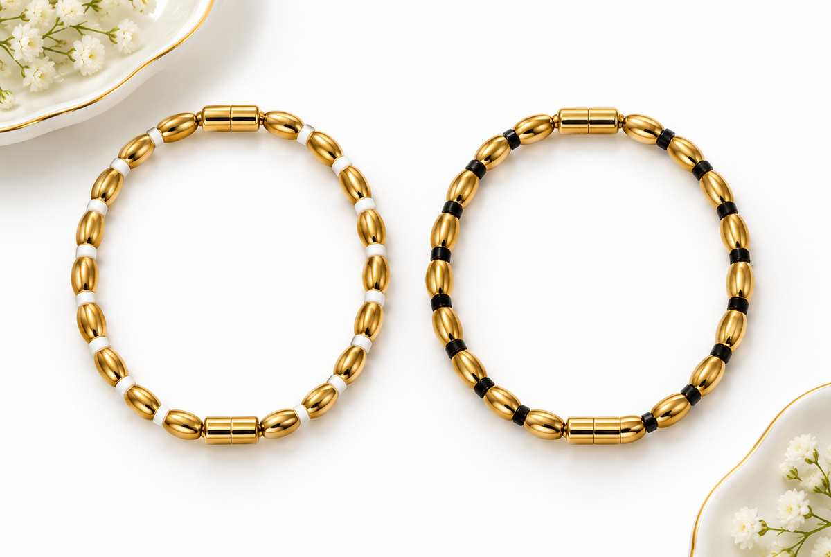 Gold-Plated Bamboo Style Enamel Bracelet