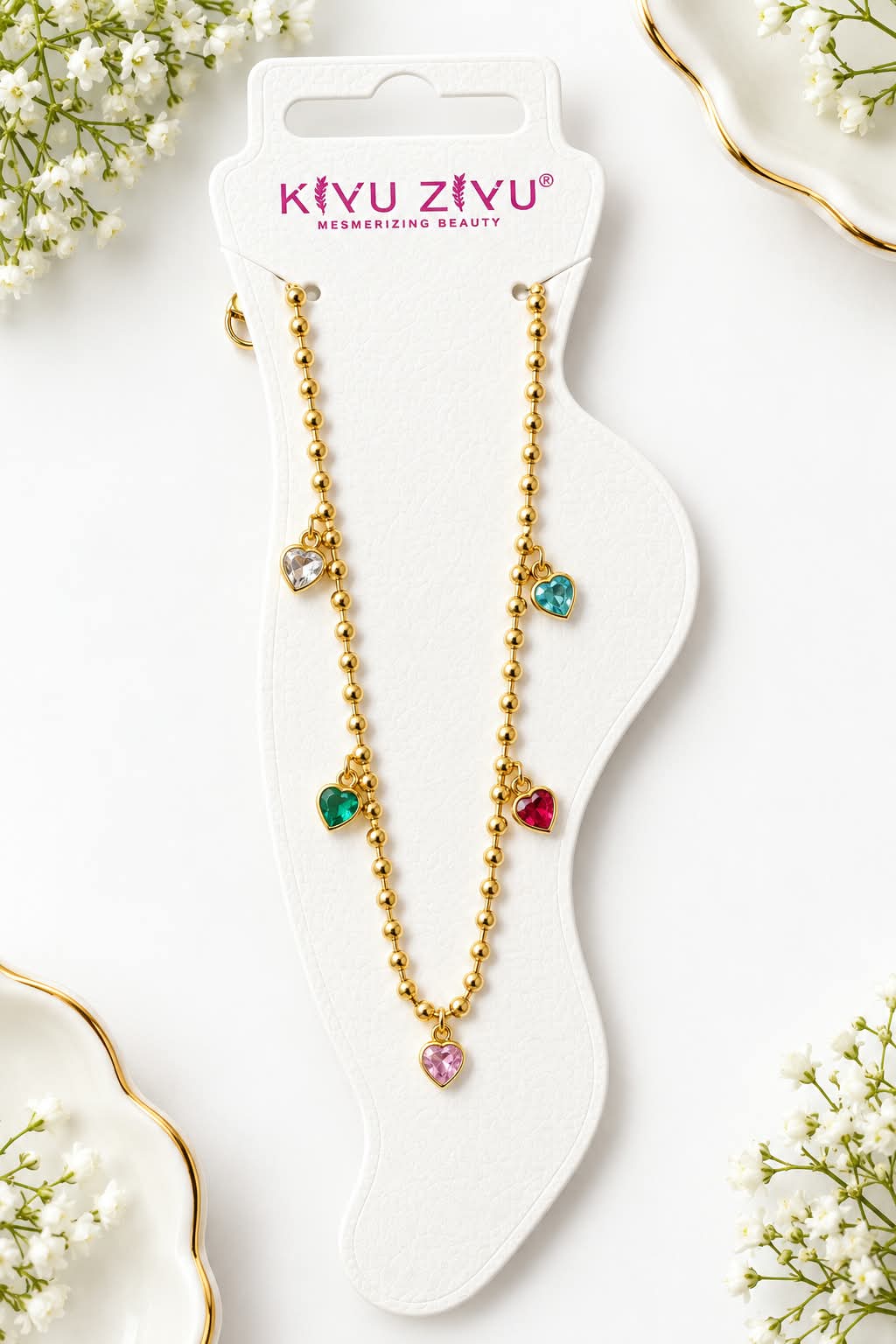 Gold Plated Heart Charm Anklet