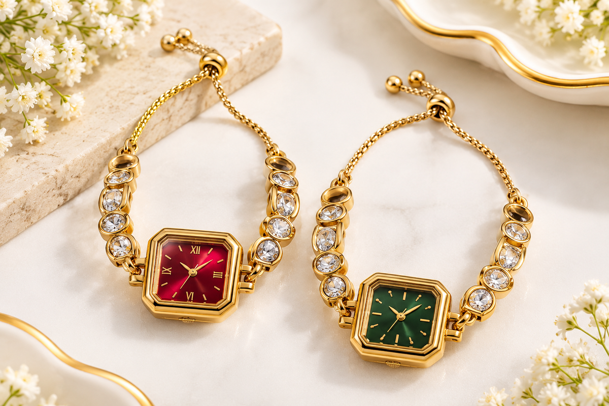 Anti-Tarnish Adjustable Gemstone Bracelet Watch