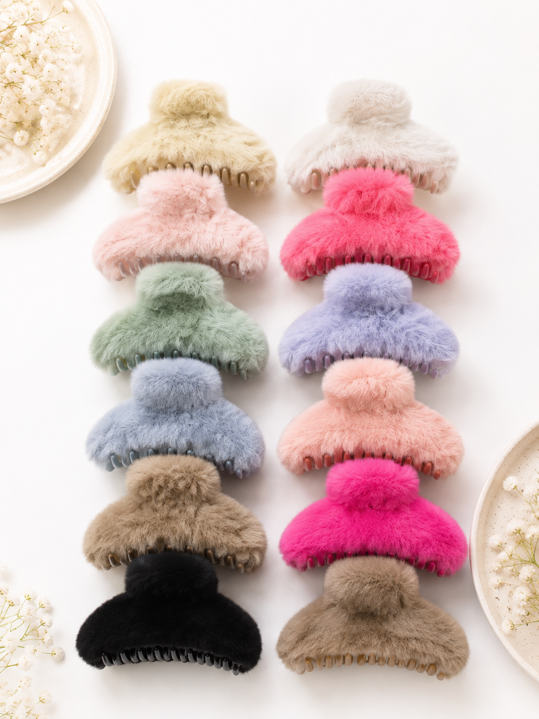 Plush Fur Hair Claw Clips