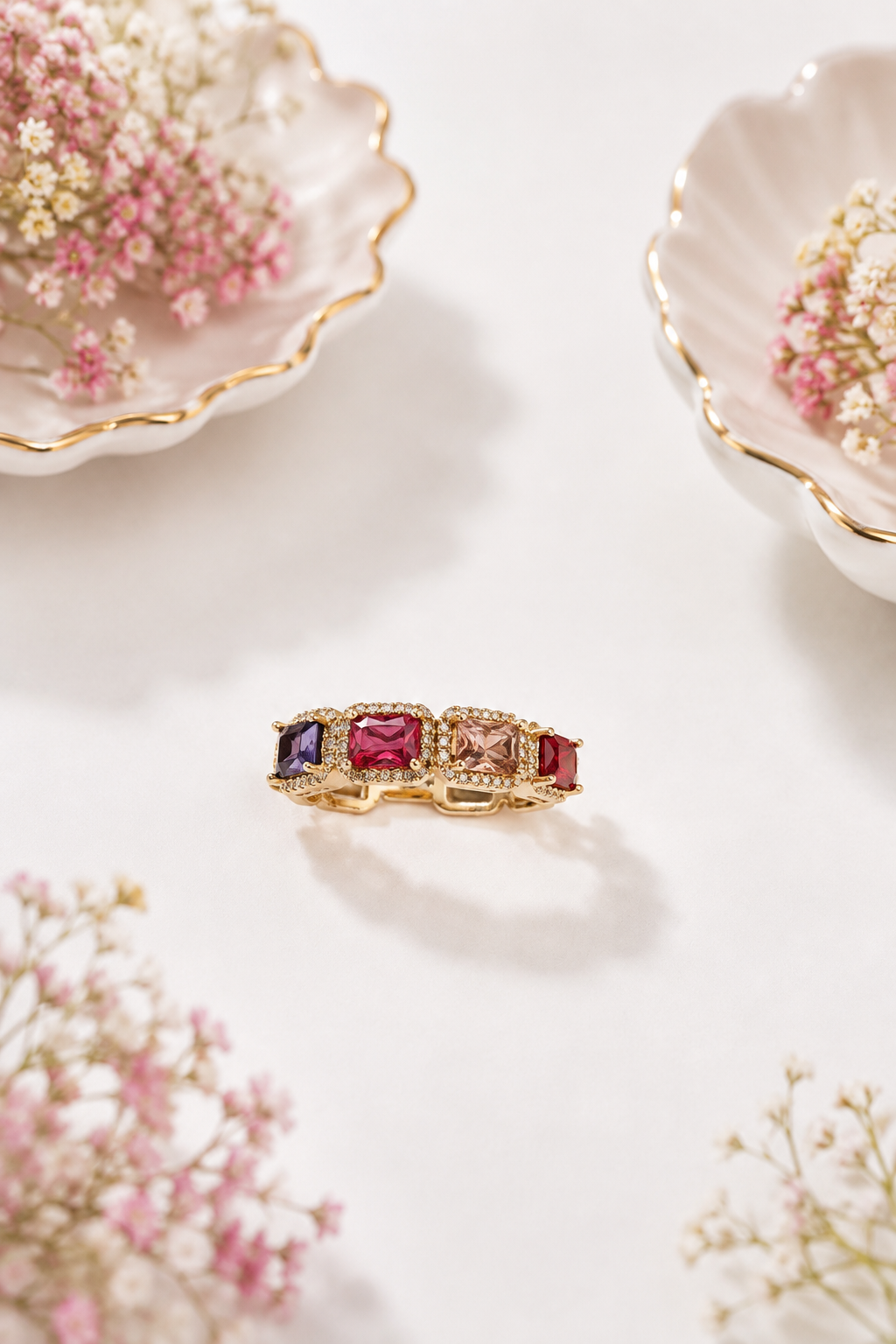 Emerald-Cut Multi-Gemstone Ring