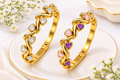 Anti-Tarnish Crystal Wavy Heart Kada