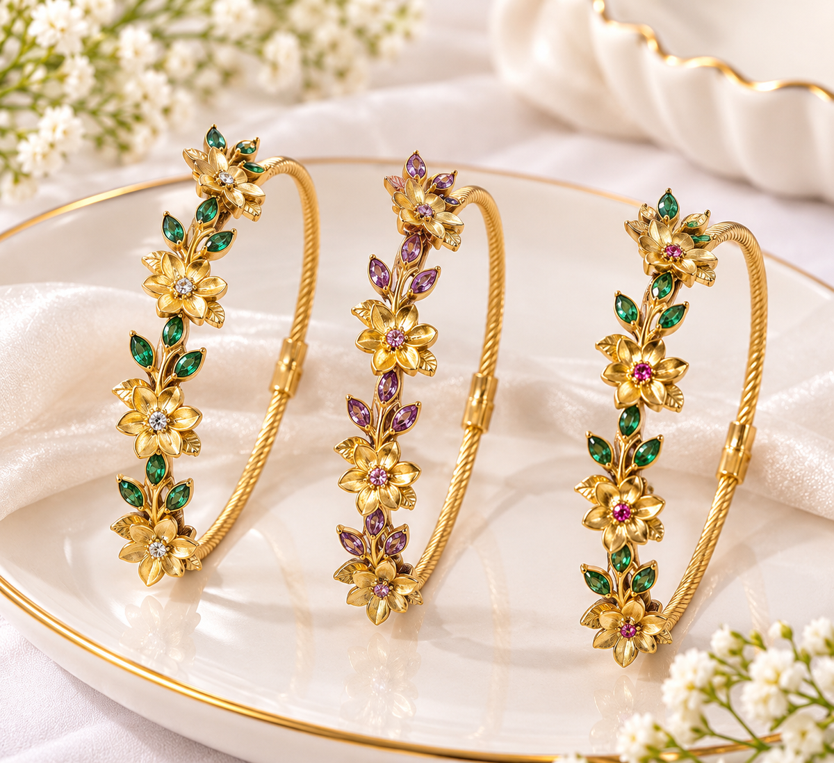 Anti-Tarnish Floral Kada Tulip Bangle
