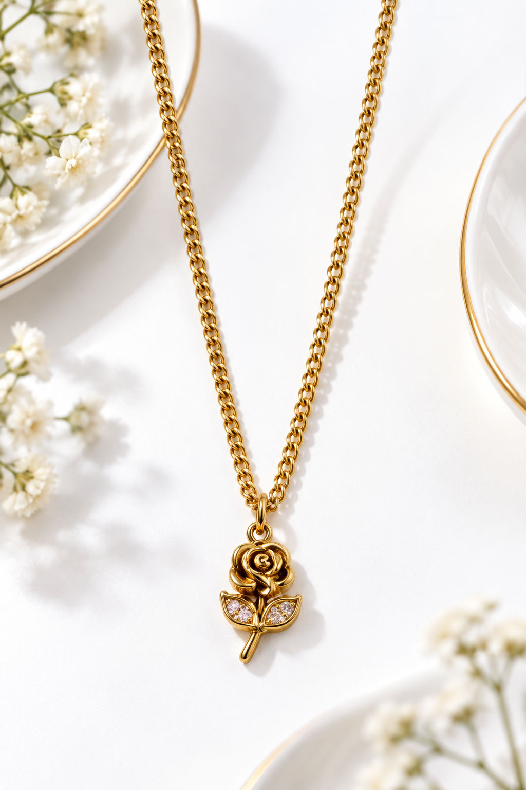 Gold-Plated Rose Necklace