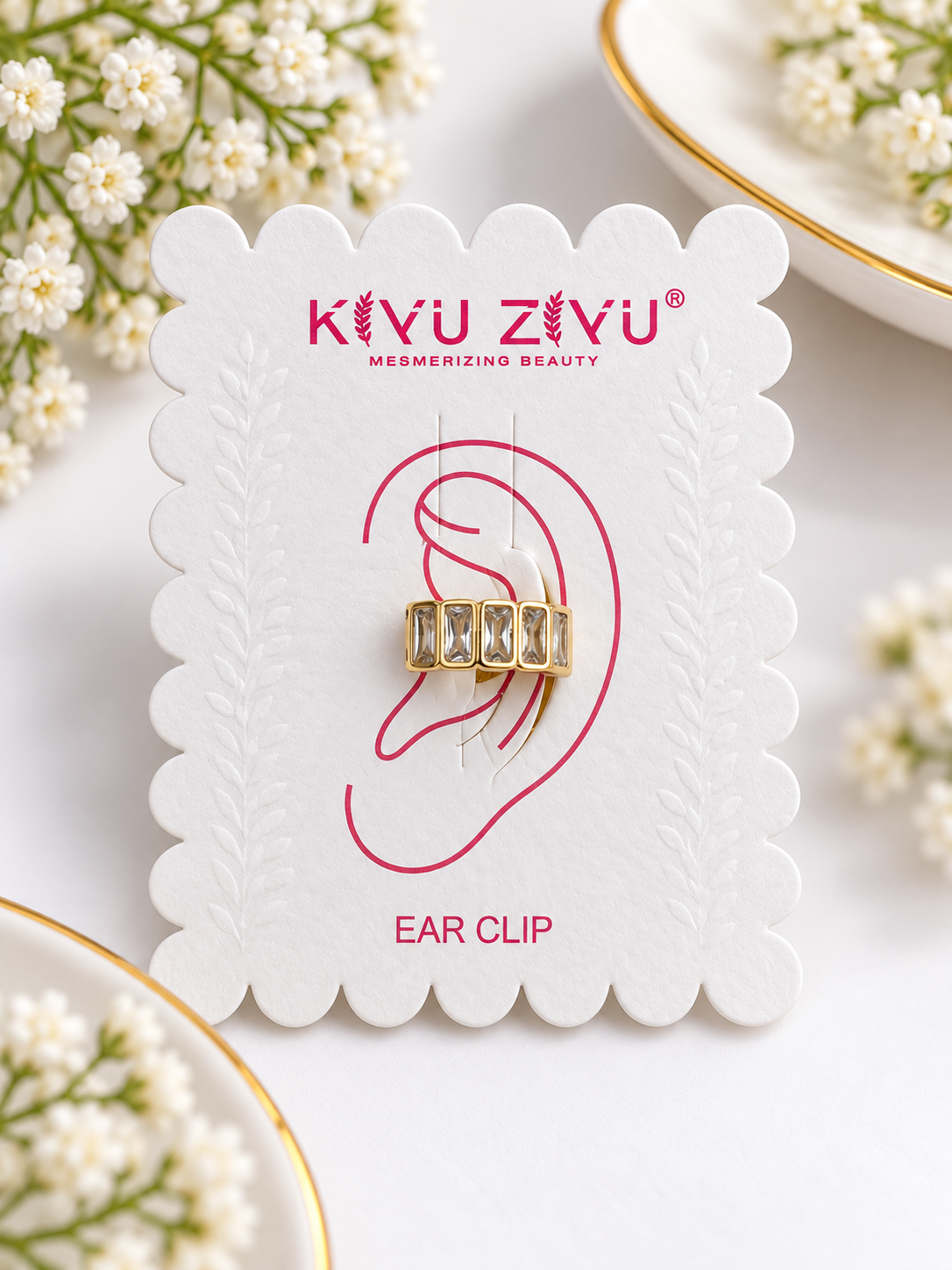 Rectangle-Cut Clear Cubic Non-Pierced Ear Cuff