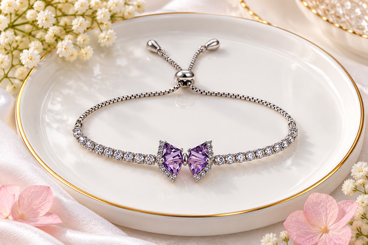 Butterfly Crystal Tennis Bolo Bracelet