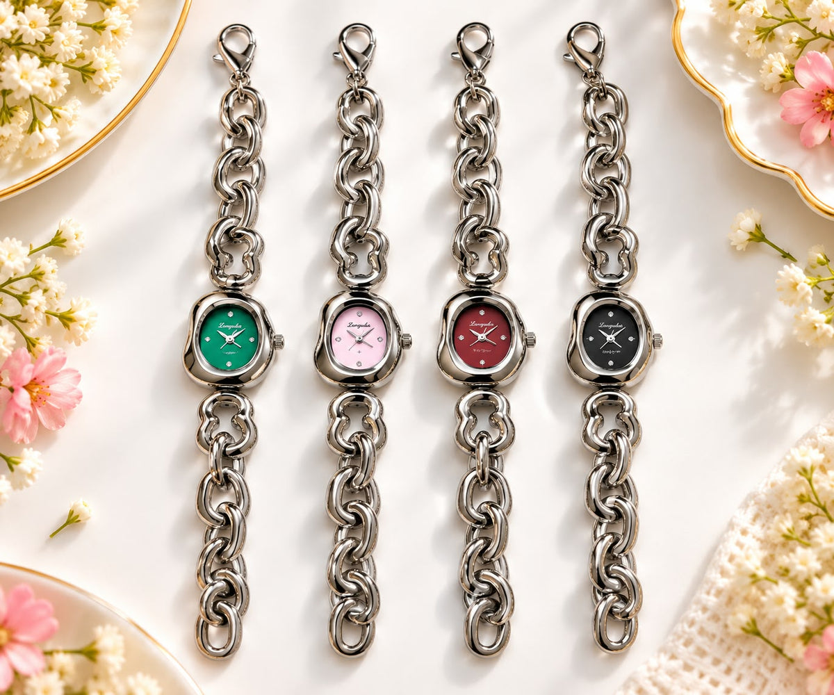 Women's Silver Link Oval Watch