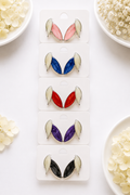 Korean Style Marbled Acrylic Leaf Earrings