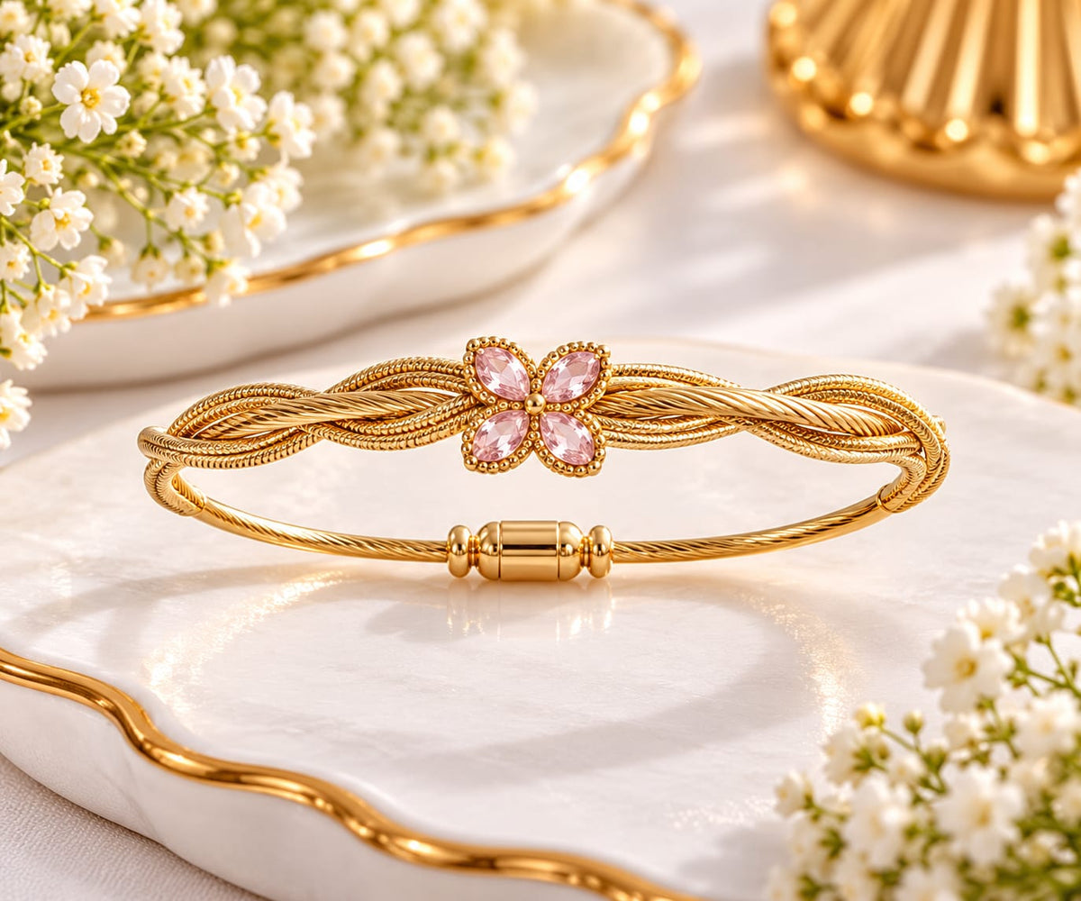 Four-leaf Clover Twisted Cable Bracelet