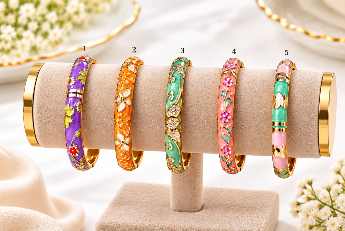 Floral Enamel Meenakari Pattern Kada Bracelet