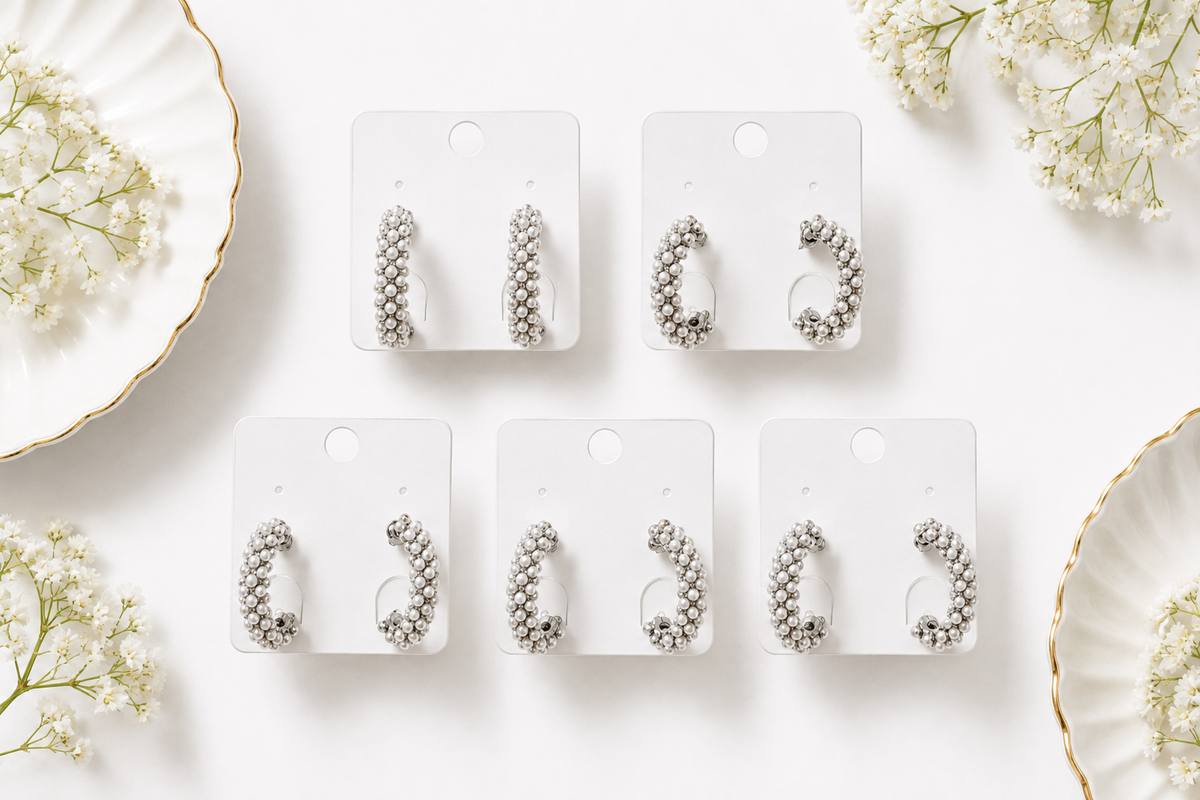 Pearl Cluster Hoop Earrings
