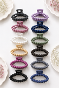 Matte Beaded Oval Hair Claw Clips