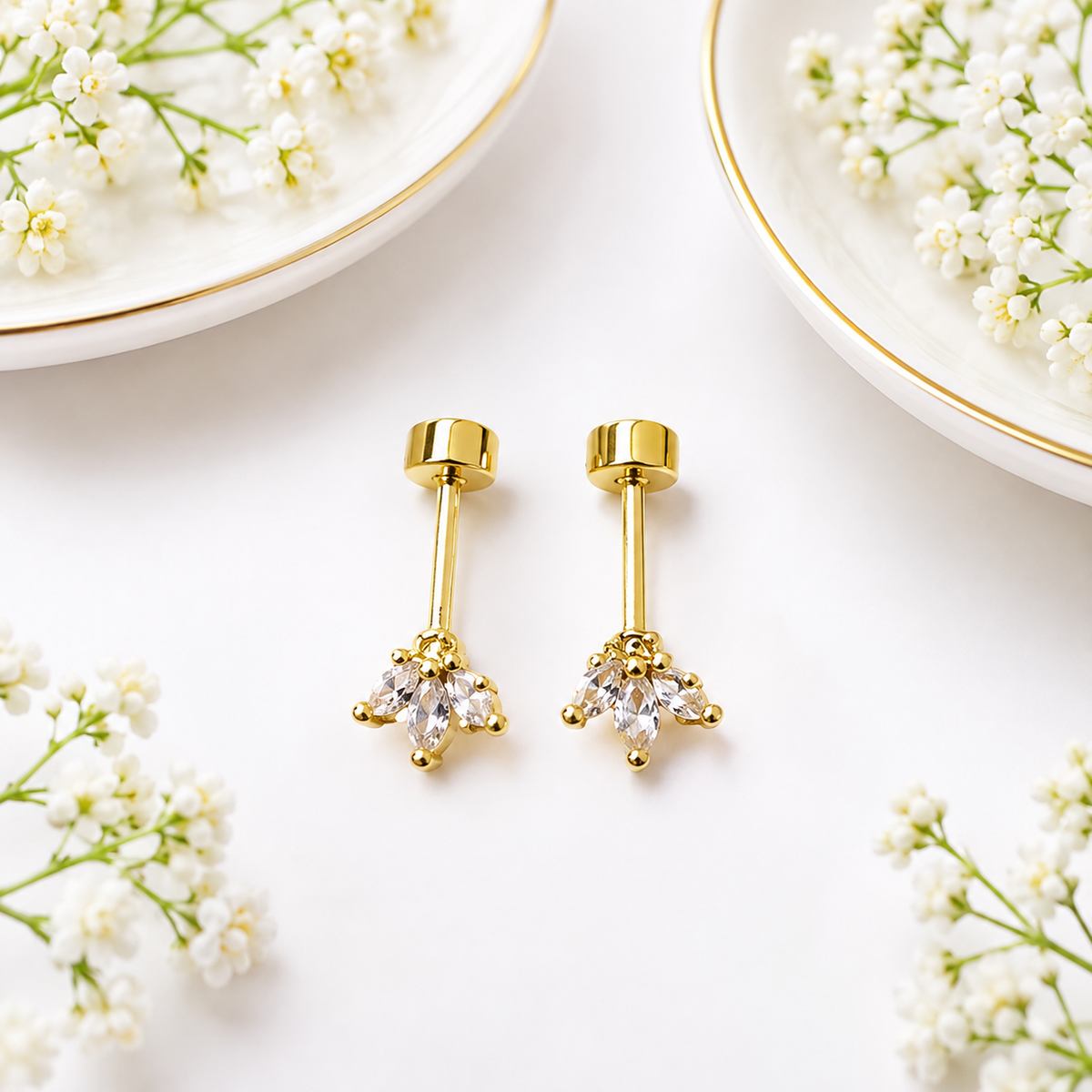 Gold Petal Helix Ball Back Stud