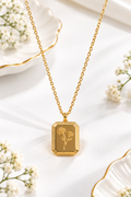 Flower Rectangle Pendant Necklace
