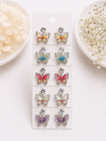 Korean-Style Glitter and Rhinestone Butterfly Stud Earrings