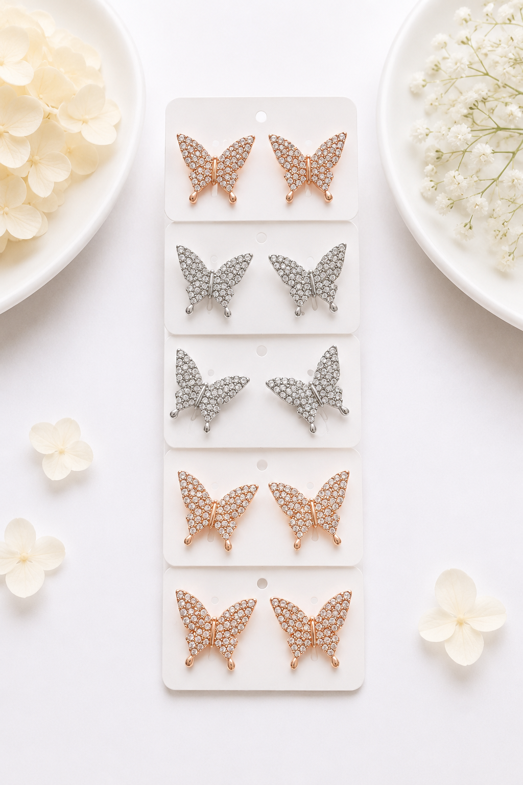 Cubic Zirconia Pave Butterfly Earrings