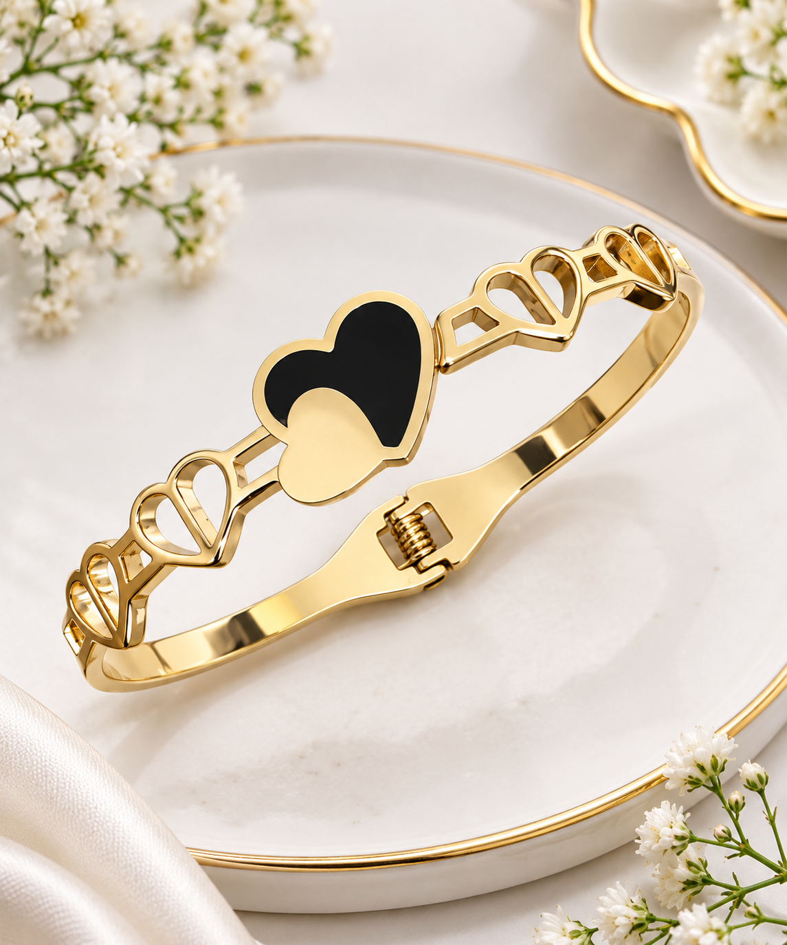 Heart Luxe Anti-Tarnish Stainless Steel Bangle Bracelet