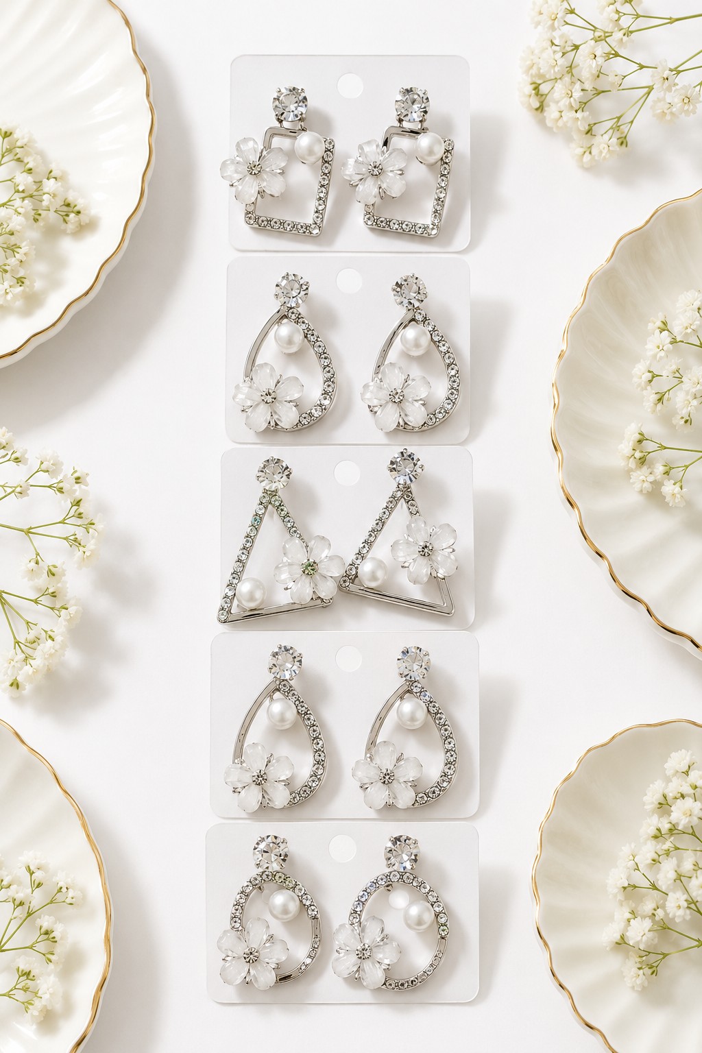 Korean Style Floral Pearl Crystal Earrings