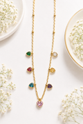 Multicolor Heart Charm Necklace