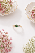 Dainty Green Gemstone Star Ring
