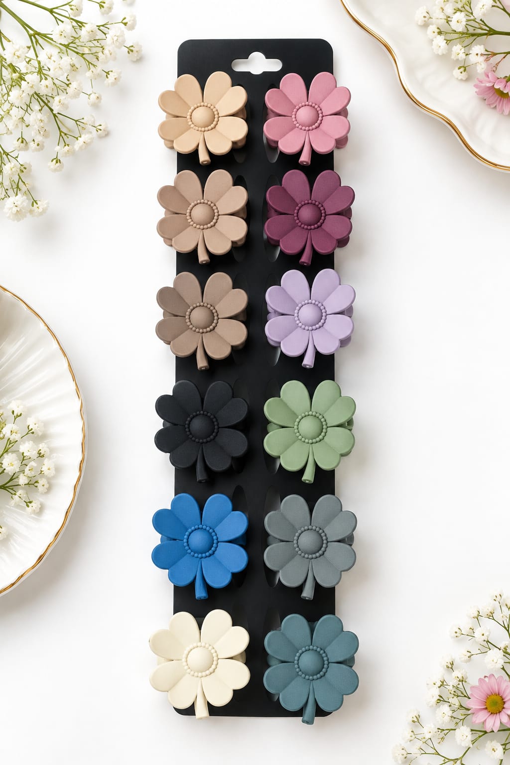 Korean Style Floral Hair Claw Clips - Medium