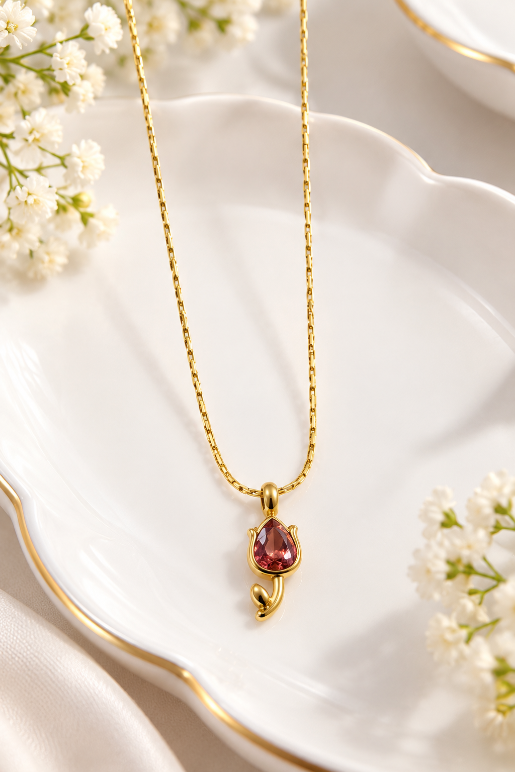 Gold-Plated Tulip Pendant Necklace
